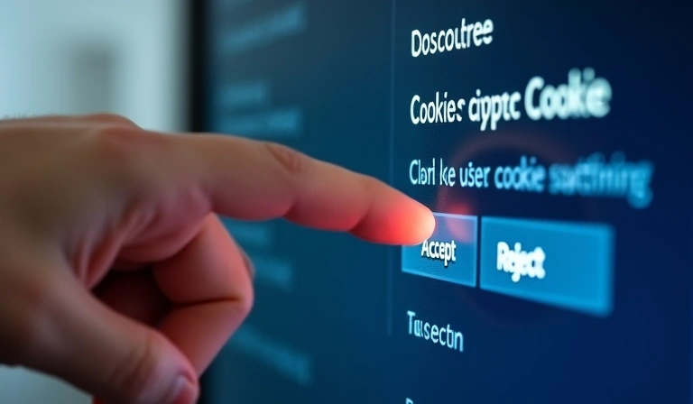 Egy kéz, amely egy számítógép egerével kattint a süti beállítások "elfogadása" vagy "elutasítása" gombra