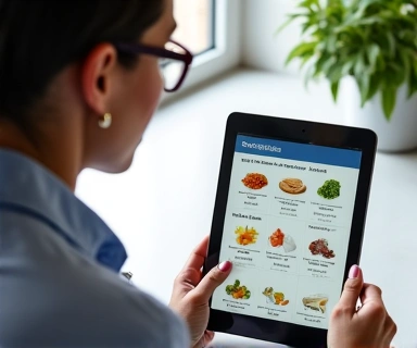 Dietitian creating a personalized meal plan on a tablet